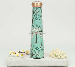 Floral Design Copper Water <b>Bottle</b> with Lid Portable Travel Drinkware Food Safe Pure Copper Water <b>Bottle</b> Leakproof Wholesale - Product Image 1