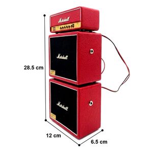 Mini Altavoz Bluetooth con Diseño Vintage, Revestimiento de Madera MDF, Cuero Sintético, Color Rojo - Product Image 3
