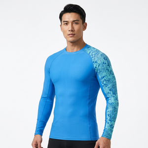Wholesale Long Sleeve Digital Printing Anti-Bacterial Men Sport Muscle <b>T</b>-<b>Shirt</b> Logo Surfing Rash Guard <b>Swimming</b> - Product Image 4
