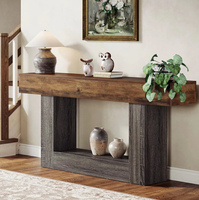 Console contemporaine en bois massif de 140 cm de long, couleur marron, idéale pour la maison, les entrées, les hôtels, les restaurants et les écoles.