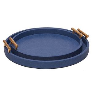 Plateau rond argenté de meilleure qualité, ustensile de service gris Simple et décoratif avec poignées en laiton - Product Image 6