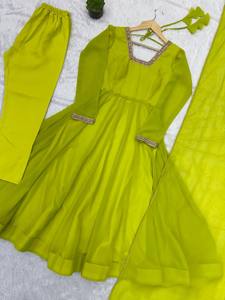 Traje Anarkali de Tela Georgette de Imitación de Piel de Zorro, Suave y Pesada, con Interior de Microalgodón, Estilo Festivo, para Todas las Temporadas - Product Image 5