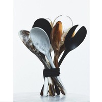 Ensemble de serveurs à salade en résine, motif écaille de tortue, cuillère et fourchette pour la cuisine