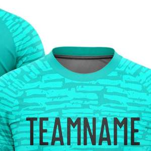 เสื้อฟุตบอลแบบกำหนดเอง แขนสั้น สีเขียวอมฟ้า พิมพ์ลายชื่อทีมและหมายเลข ระบายเหงื่อได้ดี ทรงปกติ สำหรับผู้ใหญ่ ใส่ได้ทั้งชายและหญิง - Product Image 4