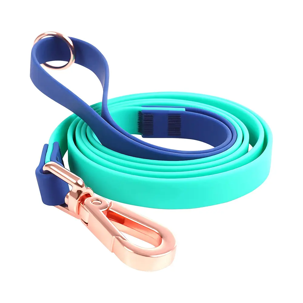 Laisse flexible et durable en PVC rose, noir, bleu, orange, vert, mélangée avec crochet en alliage de rose