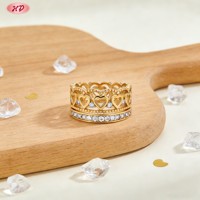 Hengdian Schmuck 18K Vergoldeter AAA Zirkon Herz Breitband-Ring Modischer Goldring für Damen
