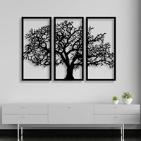 Dekorasi Dinding Kreatif Black Leaf, Seni Dinding Logam, Set Dekorasi Rumah 3 Buah, Hiasan Gantung untuk Ruang Tamu, Kantor, Kamar Tidur, Hotel