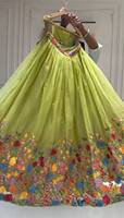 Gaun pengantin tradisional India Divyam Creation Weddings, Lehenga Choli berbahan spandex bersulam, panjang hingga lantai, dapat dibalik, untuk wanita.