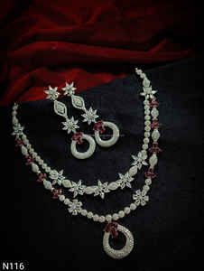 Ensemble de bijoux de mariée en diamant américain classique Collier et boucles d'oreilles en deux pièces pour mariage Style classique à la mode - Product Image 5