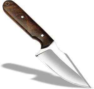 Cuchillo Skinner de Acero D2 Hecho a Mano, Mango de Acero Inoxidable, Hoja Fija de Espiga Completa, Funda de Cuero, para Supervivencia al Aire Libre, Camping, Bricolaje, Regalo 8 - Product Image 5