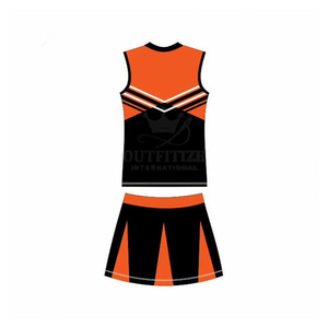 Kit d'uniformes de cheerleading personnalisés, rouge, blanc, noir, impression par transfert thermique, adolescents/enfants, strass, service OEM - Product Image 5