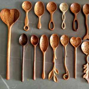 Handmade Gold Plated Wooden Heart Spoons Set Long Handle Durable Kitchen Utensils <b>Love</b> Theme Valentine's Day-CARYLN - Product Image 4