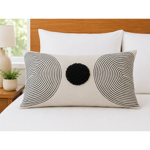 Modern Luxury Floral Embroidered Linen Cushion <b>Cover</b> with Ruffles | Decorative Lumbar <b>Throw</b> Pillow <b>Cover</b> for <b>Sofa</b> Bed Hotel Use - Product Image 4