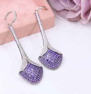 Aros de Moda con Circonitas Plateadas en Plata de Ley de Alta Calidad, Adorables y Elegantes, para Mujer, Ideales para Fiestas y Eventos Nocturnos - Product Image 2