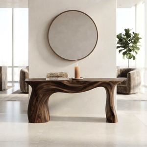 <b>Rustic</b> live edge console <b>table</b> With Pedestal Base Handmade Entryway Furniture For Living Room Luxury Customizable <b>Tables</b> - Product Image 4
