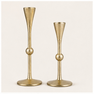 Juego de 2 Elegantes Candelabros Dorados Modernos de Metal para Velas Cónicas, Accesorio Decorativo para Comedor Romántico y Hogar - Product Image 1