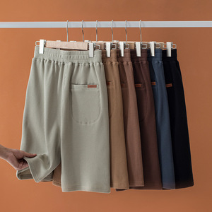 Shorts en molleton uni surdimensionnés avec logo personnalisé, streetwear, coton, shorts de sport pour hommes - Product Image 3