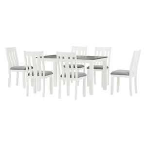 Set tavolo da pranzo in stile retrò 7 pezzi estensibile sedie imbottite bianche e marrone antico (6) per sala da pranzo moderna - Product Image 6