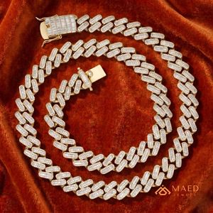 Collier en Moissanite Plaqué Or 18K, Chaîne Maille Cubaine, Bijoux Tendance pour Femmes et Hommes, Style Moderne, Chaîne Fine de Type New York City - Product Image 5