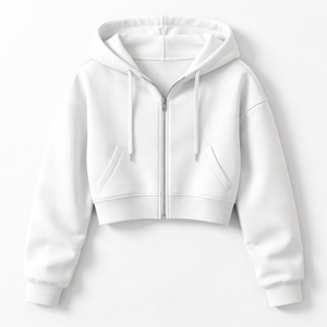 Wholesale Custom Ladies <b>Cropped</b> <b>Zip</b> <b>Up</b> Hoodie - OEM Manufacturer & Supplier - Product Image 5