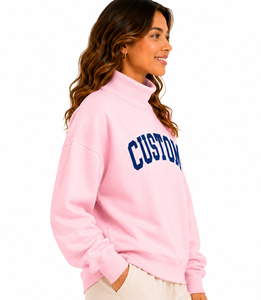 Sweat-shirt oversize en molleton imprimé à col montant en coton doux pour femme avec logo personnalisé, style streetwear, prix abordable, OEM - Product Image 1