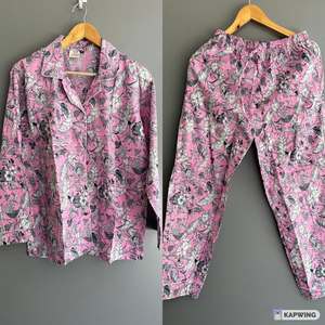 Conjunto de Pijama de Dos Piezas para Mujer, de Algodón, Manga Larga, Estampado Floral, Cuello Camisero, Ropa de Dormir Informal de Verano, con Botones - Product Image 5