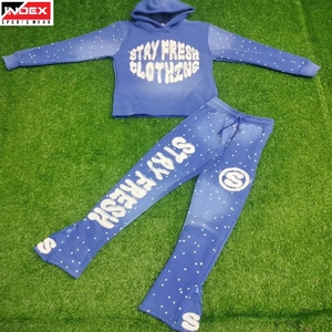 Stylish USA Distress Embroidery <b>Tracksuit</b> Modern Jogging Suit Comfortable Durable Wear - Product Image 1