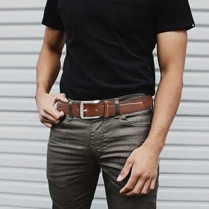 Ceinture en cuir véritable pour homme avec logo personnalisé, boucle carrée en alliage, couleur personnalisée, accessoires de haute qualité pour jeans habillés 2026 - Product Image 2