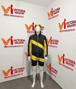 Ensemble coupe-vent homme et short, ensemble 2 pièces coupe-vent femme color block, survêtement zippé à taille élastique - Product Image 1