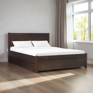 เตียงเก็บของแบบแพลตฟอร์มไม้ยางพาราขายส่ง ดีไซน์แบบถอดประกอบได้ เฟอร์นิเจอร์ห้องนอน ผู้ผลิตเวียดนาม บริการ OEM/ODM - Product Image 1