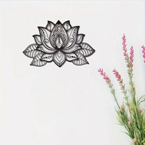 CIFbuy Decorazione da parete Boho, decorazione da parete in metallo con mandala nero, design a forma di fiore di loto per camera da letto, soggiorno, ufficio, spazio per la meditazione - Product Image 5