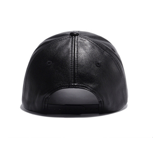 Unisex <b>Black</b> PU <b>Baseball</b> <b>Cap</b> 6-Panel Solid Color Adjustable Fit Casual Hat for Adults Four Seasons Wear - Product Image 4
