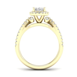 Oval Cut Lab Grown Diamond IGI Certified Halo <b>Split</b> Shank Pave Engagement <b>Ring</b> 10K/14K/18K Gold 925/935 Anniversary Wedding - Product Image 2