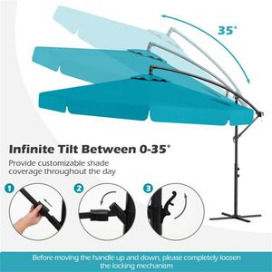 Ombrellone a braccio laterale turchese da 3 metri per patio, elegante riparo per esterni - Product Image 3