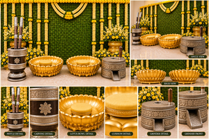 Accessoires de luxe pour la cérémonie Haldi pour les mariages d'Inde du Sud, Urli idéal pour la cérémonie Haldi avant le mariage pour les événements tamiliens, Californie - Product Image 6