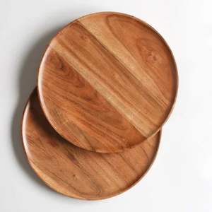 Platos Redondos Desechables de Madera Personalizados de Alta Calidad para Suministros de Fiestas de Boda, Elegantes Bandejas Decorativas Ecológicas - Product Image 3