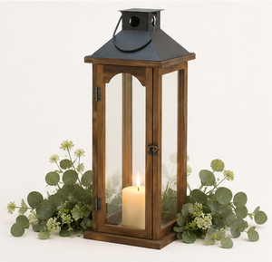 Premium Wooden Candle <b>Lantern</b> with Iron Top Vintage Decorative Hanging <b>Hurricane</b> <b>Lantern</b> for Home Garden Wedding Decor - Product Image 3