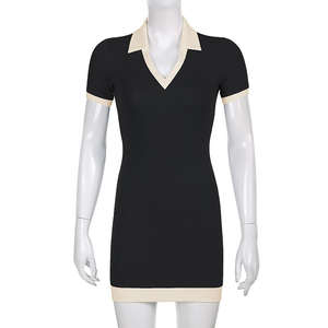 Vestido Polo Deportivo de Manga Corta para Mujer - Cuello con Ribete en Contraste - Ropa Casual de Verano - Corte Ajustado - Product Image 6