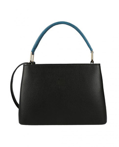 Sac à main en cuir véritable noir et bleu pour femme, avec rabat central, haute qualité, mode, vente en gros, couleur et logo personnalisés OEM, bandoulière 2026 - Product Image 2