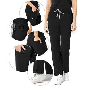 Ensemble de blouses médicales noires personnalisées pour femmes, en polyester tissé, pantalon et haut d'uniforme d'hôpital, vêtements de travail pour infirmières - Product Image 6