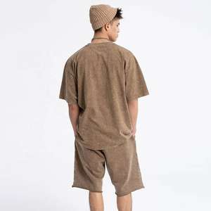 Ensemble 2 pièces de haute qualité : T-shirt et short délavés à l'acide, personnalisés, coupe oversize, 100 % coton, style streetwear pour homme, respirant - Product Image 3