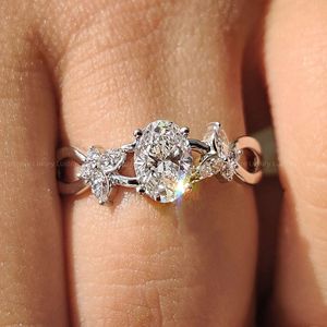 Graceful Oval Cut <b>Nature</b> <b>Inspired</b> <b>Engagement</b> <b>Ring</b> 0.60 To 3.00 CT 925 Silver Fine Jewelry Anniversary Wedding Present Women - Product Image 4