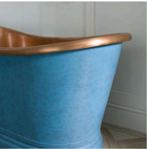 Bañera Ovalada de Cobre de Lujo Moderna, Independiente, de Daystar Trade Inc, Exterior Azul, Grifo Dorado, Ecológica y Duradera para Adultos - Product Image 2