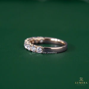 Bague demi-éternité classique en or massif avec diamants ronds, minimaliste, pour anniversaire, alliance de promesse, bijoux fins pour femme - Product Image 4