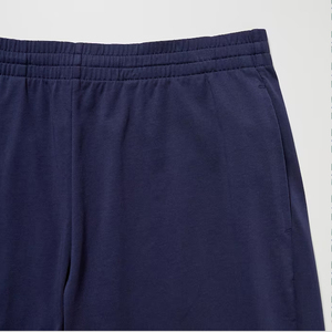 Shorts décontractés pour hommes en coton tricoté 100% bleu marine, respirants, couleur unie, style streetwear, taille élastique, confortables pour l'été - Product Image 5