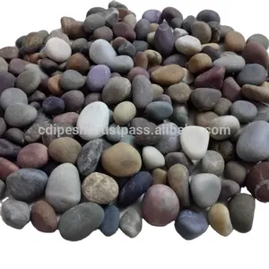 Round smooth tumble stone and river mix color smaller size pebbles or cobbles landscaping stone loose filed in jumbo bag