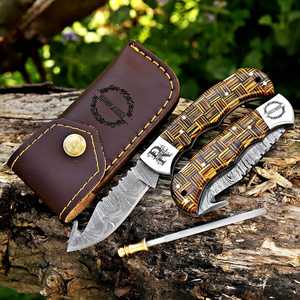 ผู้ผลิตมีดพับ Damascus Back Lock Pocket Knife จำนวนมาก มีดพับ EDC ขายส่ง มีดล่าสัตว์ มีดตั้งแคมป์ ผู้ส่งออก - Product Image 3