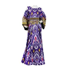 Vestido Tribal Morado Estampado con Cinturón, Tela Cómoda, Colección de Exportación, Vestidos Maxi Tradicionales Afganos - Product Image 1