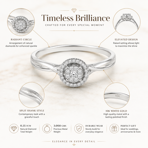 Solid 10K White Gold 0.35 CTTW Natural Diamond <b>Circle</b> Cluster <b>Ring</b> | Round Halo Wedding <b>Ring</b> for Women Fine Jewelry Gift Bridal - Product Image 5