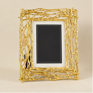 Cadre photo en métal doré artisanal de luxe, style nordique, branche décorative, pour table, décoration intérieure, cadeau de mariage - Product Image 1